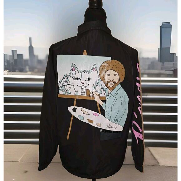 Ripndip Other - RipNdip Jacket Satin Bob Ross Rain Windbreaker Size Small
